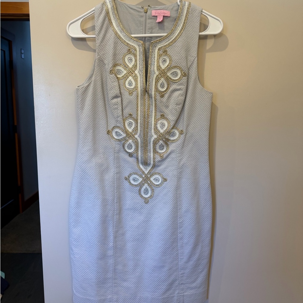 Lilly Pulitzer Gray Dress with Gold Accents